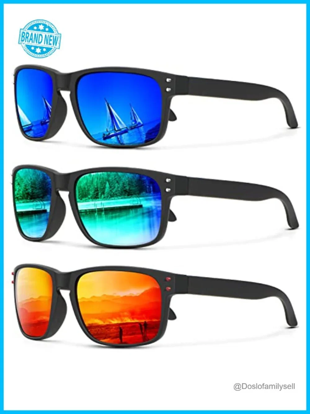 Polarized Sunglasses Unisex Retro Square Frame UV Protection Fishing Driving